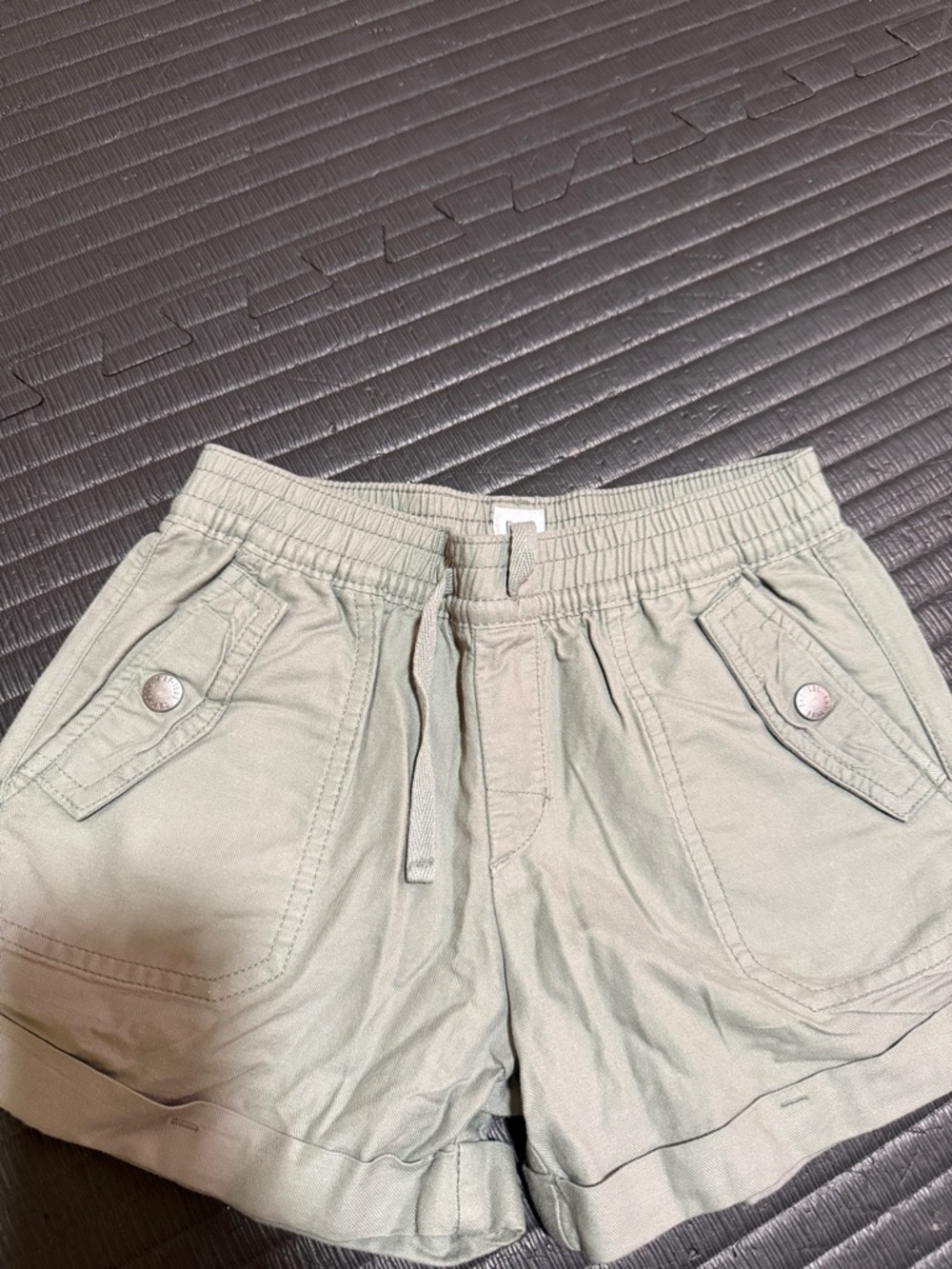 Light Olive Green Drawstring Casual Shorts